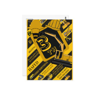 Personalised construction for children's birthdays postcard