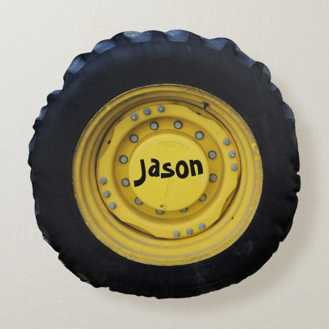 Personalised Construction Tire Round Cushion (Front)