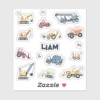 Personalised Construction Truck Die-Cut Stickers