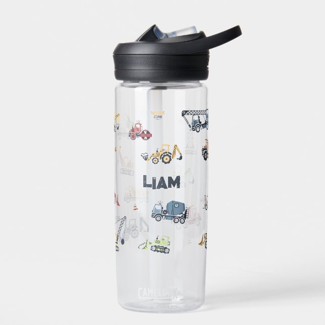 Personalised Construction Truck Water Bottle (Left)