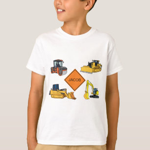 Personalised Construction Vehicles Illustrations T-Shirt