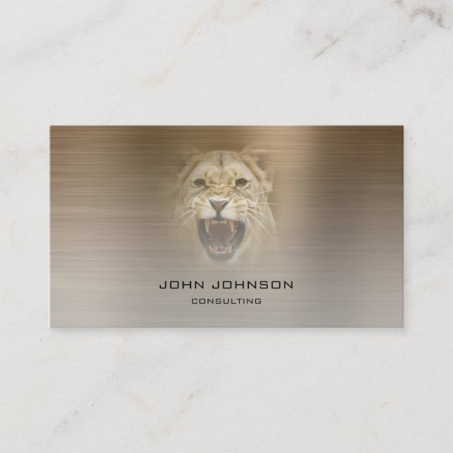 Personalised Consulting Lion Sepia Metallic Steel Business Card (Front)