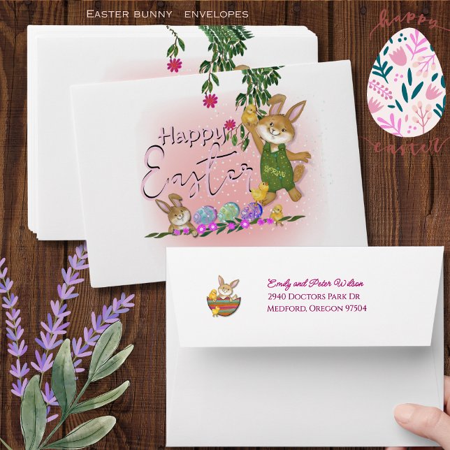 Personalised Coo Easter Bunny and Address Envelope (Personalized Coo Easter Bunny and Address Envelope)