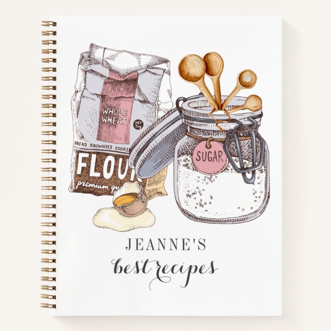 Personalised Cook Baker Chef Recipes Template Notebook (Front)