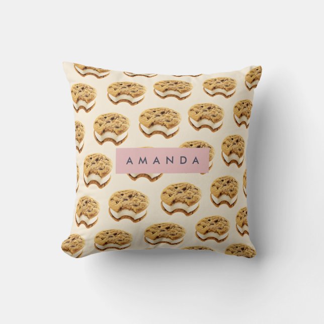 Personalised Cookie Ice Cream Sandwich Pattern Cushion (Front)