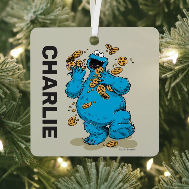 Personalised Cookie Monster Crazy Cookies Metal Tree Decoration (Insitu)