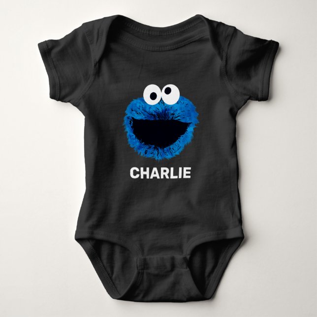 Personalised Cookie Monster | Watercolor Trend Baby Bodysuit (Front)
