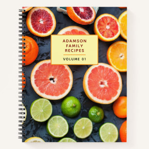 Personalised Cooking Book.   Orange Citrus Recipe  Notebook