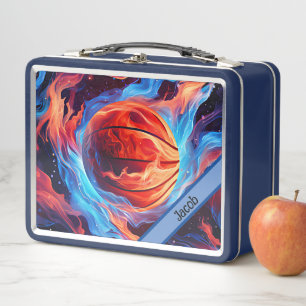 Personalised Cool Basketball Themed Name Metal Lunch Box