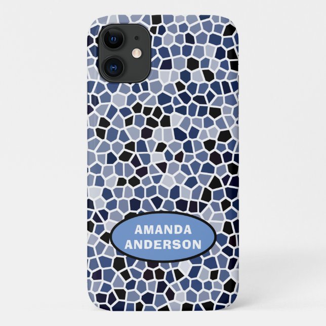 Personalised COOL Blue Stained Glass Pattern Case-Mate iPhone Case (Back)