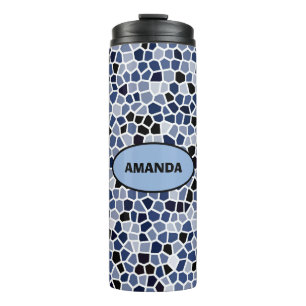 Personalised COOL Blue Stained Glass Pattern Thermal Tumbler