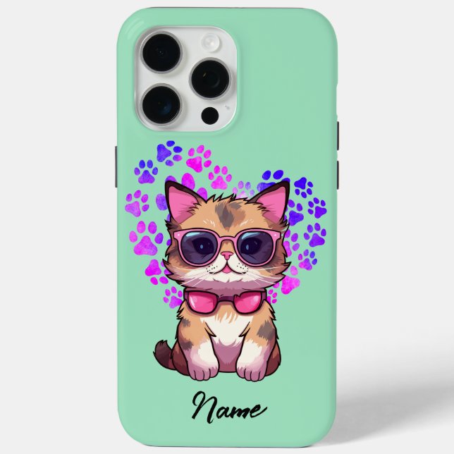 Personalised Cool Cat in Sunglasses Case (Back)
