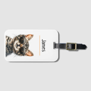 Personalised cool cat luggage tag
