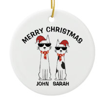 Personalised Cool Cat Merry Christmas