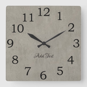 Personalised Cool Concrete Look Add Text Square Wall Clock