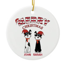 Personalised Cool Dog Striped Merry Christmas