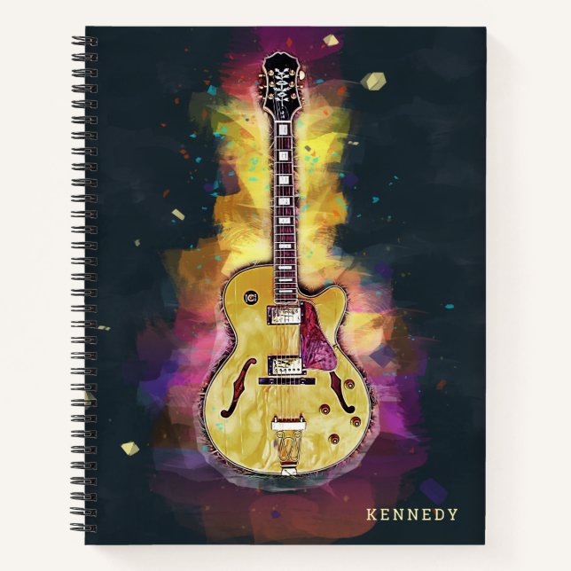 Personalised Cool Funky Abstract Guitar Art Notebook (Front)