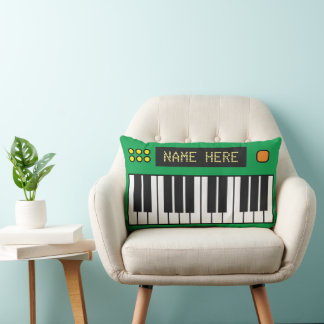 Personalised Cool Green Keyboard Music Lumbar Cushion