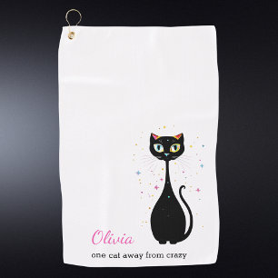 Personalised Cool Kitty Cat Modern Minimalist  Golf Towel