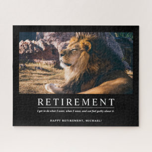 Personalised Cool Relaxing Lion Custom Retirement Jigsaw Puzzle