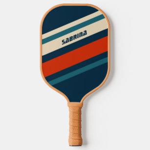 Personalised Cool Retro Red White & Blue Pickleball Paddle