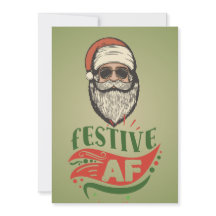 Personalised Cool Retro Santa Flat Holiday Card