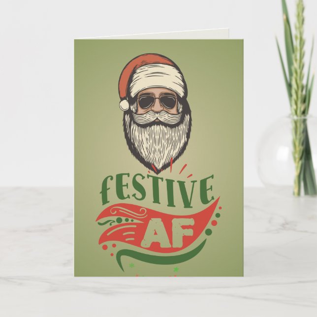 Personalised Cool Retro Santa Folded Greeting Card (Front)