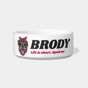 Personalised Cool Rottweiler Dog Lover Custom Name Bowl
