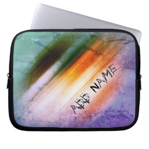 Personalised Cool Rustic Purple Blue Orange Stripe Laptop Sleeve