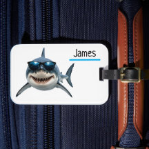 Personalised Cool Shark Luggage Tag Custom Name