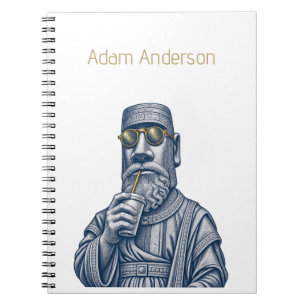 Personalised Cool Stone Man Vintage Art Notebook