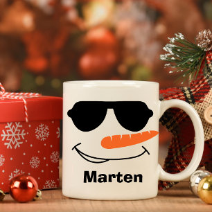 Personalised Cool Sunglasses Snowman Coffee Mug
