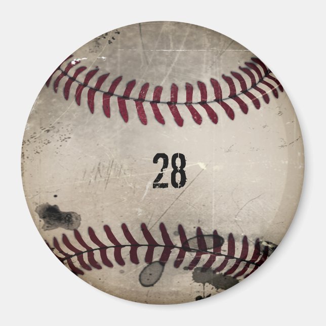 Personalised Cool Vintage Grunge Baseball Magnet (Front)