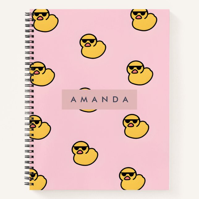Personalised Cool Yellow Rubber Duck Pattern Notebook (Front)