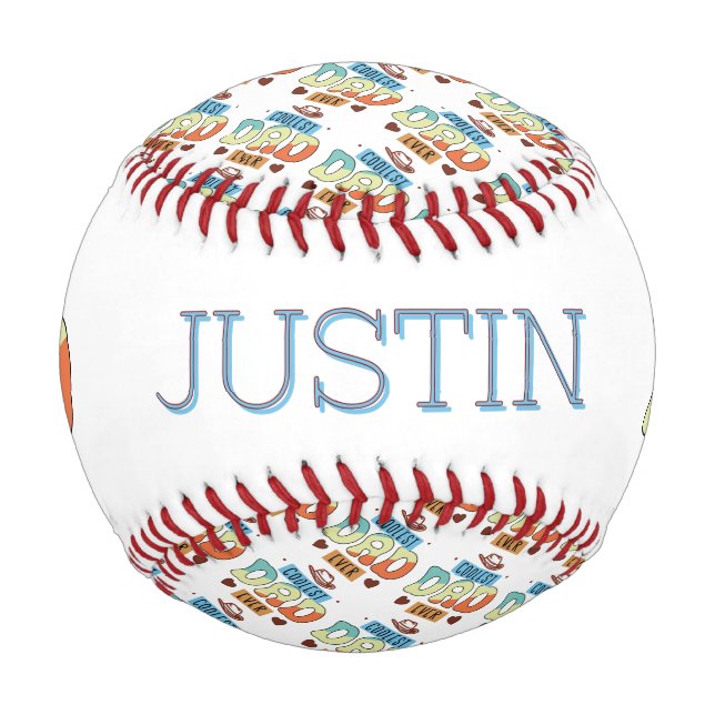 Personalised Coolest Dad Ever Baseball (Front)