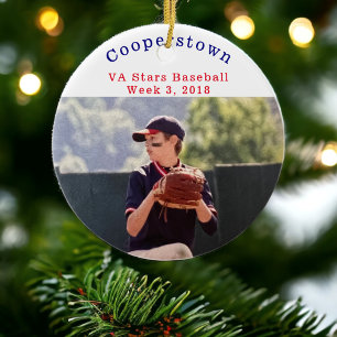Personalised Cooperstown Baseball Player Photo Ceramic Ornament