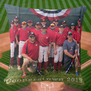 Personalised Cooperstown Baseball Team Photo Year Cushion