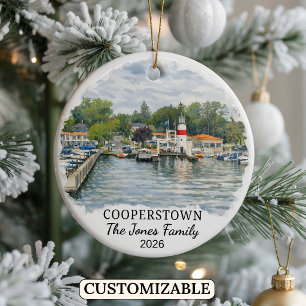Personalised Cooperstown Ornament, Custom New York Ceramic Ornament