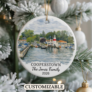 Personalised Cooperstown Ornament, Custom New York Ceramic Ornament