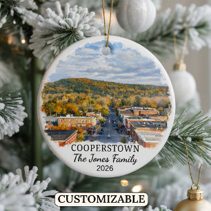 Personalised Cooperstown Ornament, Custom New York Ceramic Ornament