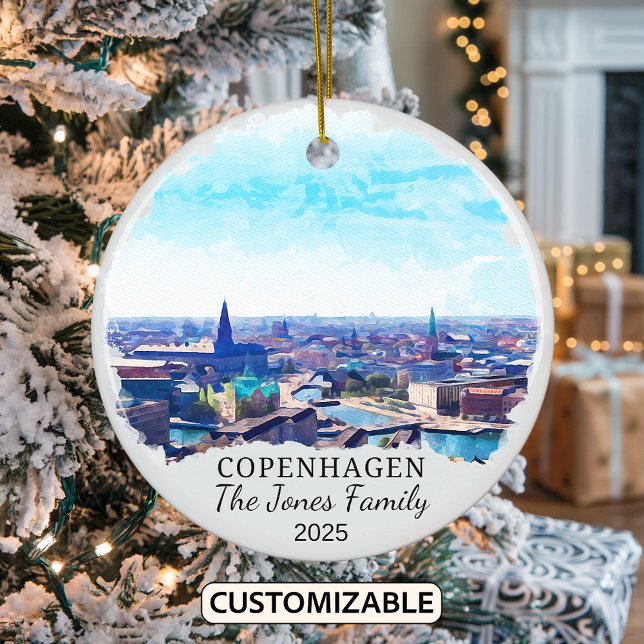 Personalised Copenhagen Ornament, Denmark Gift Ceramic Ornament (Creator Uploaded)