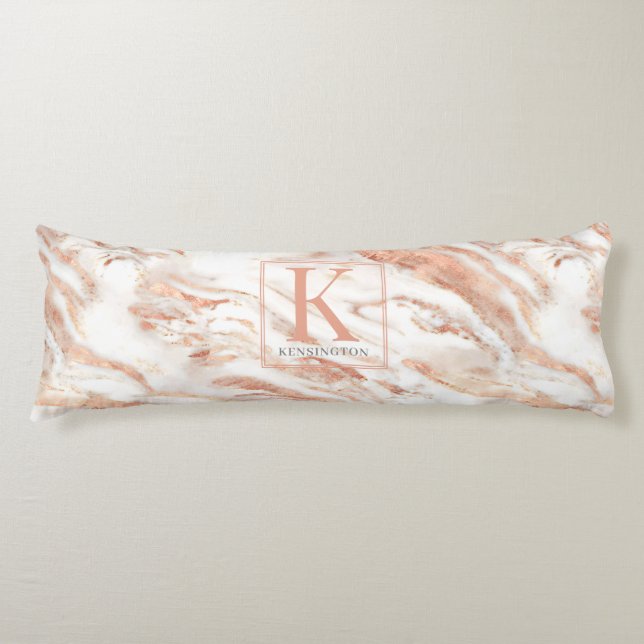 Personalised Copper Marble Rose Gold Metallic Body Cushion (Front)
