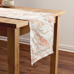 Personalised Copper Marble Rose Gold Metallic Short Table Runner