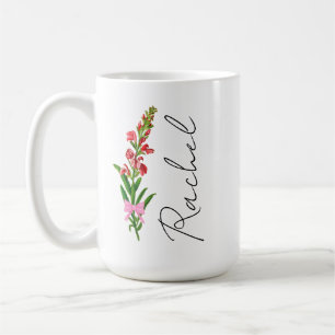 Personalised Coquette Birth Flower Mug, Custom Flo Coffee Mug