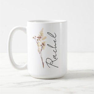 Personalised Coquette Birth Flower Mug, Custom Flo Coffee Mug