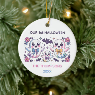 Personalised Coquette Boo - Halloween Ceramic Ornament