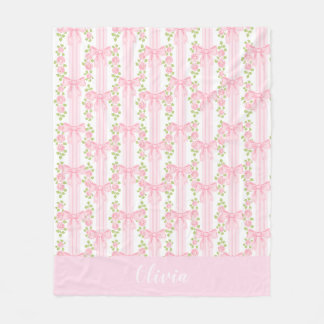Personalised coquette bow for baby girl, nursery  fleece blanket