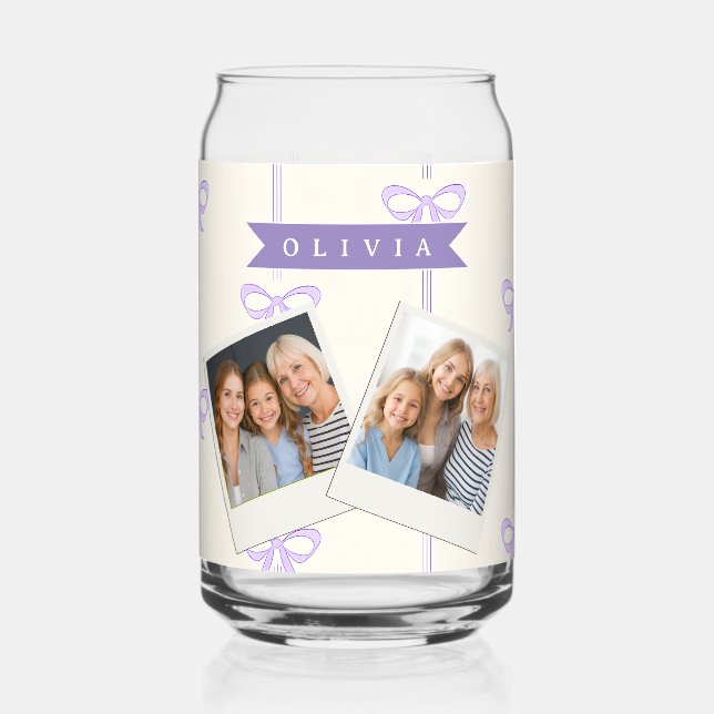 Personalised Coquette Bow Name Girly Aesthetic Can Glass (Front)