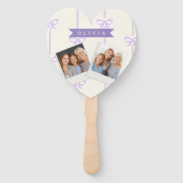 Personalised Coquette Bow Name Girly Aesthetic Hand Fan (Front)