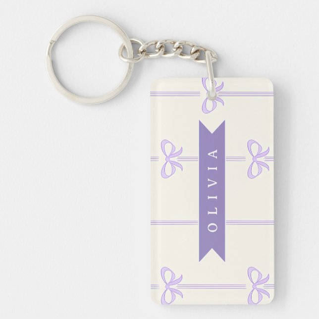 Personalised Coquette Bow Name Girly Aesthetic Key Ring (Front)